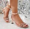 Модные ретро женские сандалии для вечеринки, свадебные туфли, сандалии на высоком каблуке со стразами для женщин, сказочные сандалии