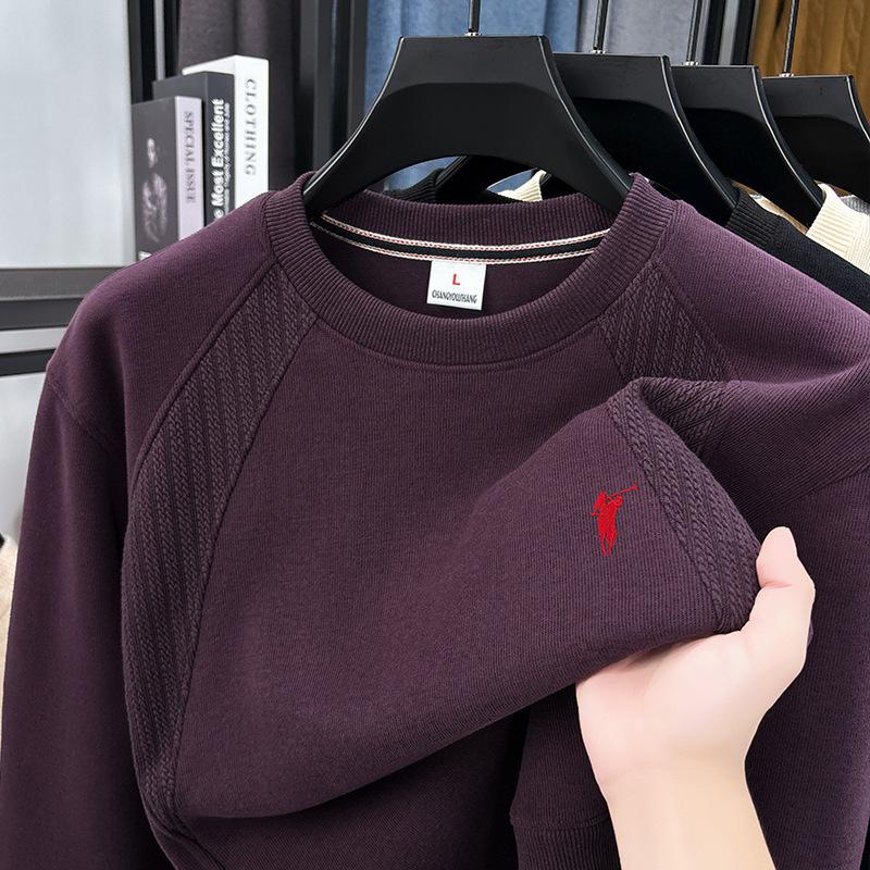 Мужская осенняя толстовка 2025 года из длинноволокнистого хлопка с опущенными плечами - Модный свободный крой, длинный рукав