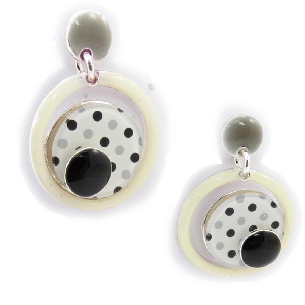 NOA [K0233] - 'Coloriage' Designer Earrings, Ivory Gray