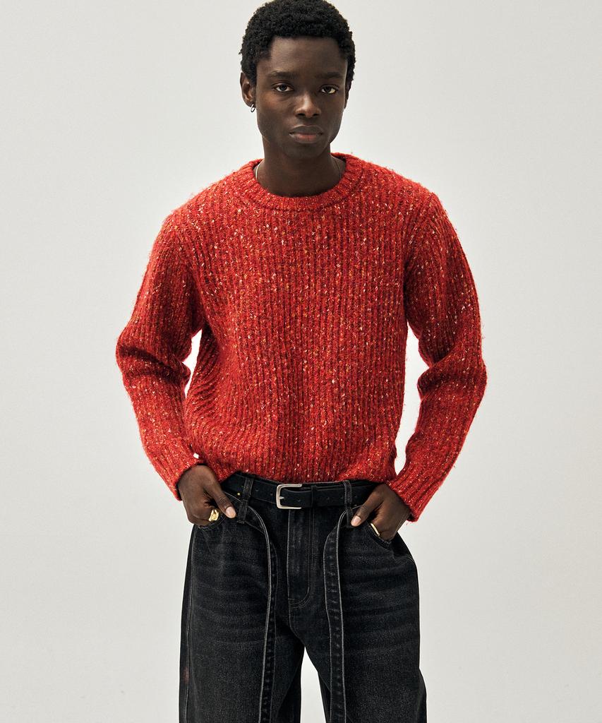 NOIRER Wool Blend Nef Round Knit (Red)