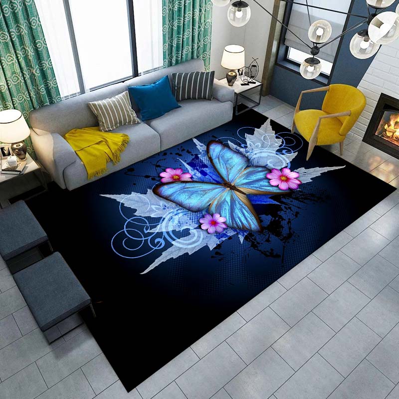 Gorgeous Butterfly Design ECO Friendly Material Carpet for Living Room Bedroom Bedside Rug Floor Mat Hallway Non-Slip Rug