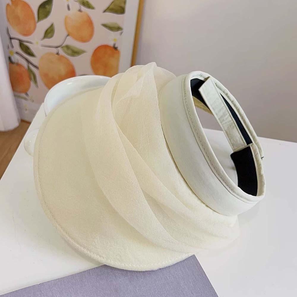 Solid Color Folding Sunshade Hat Portable Sunscreen Empty Top Hat Wide Brim Visor Caps Vacation
