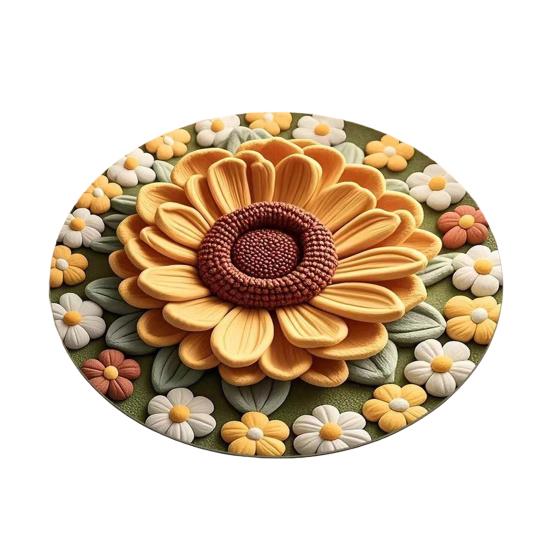 3D Sunflower Area Rug Absorbent Quick Dry Plush Diatomaceous Earth Floor Mat Non-slip Living