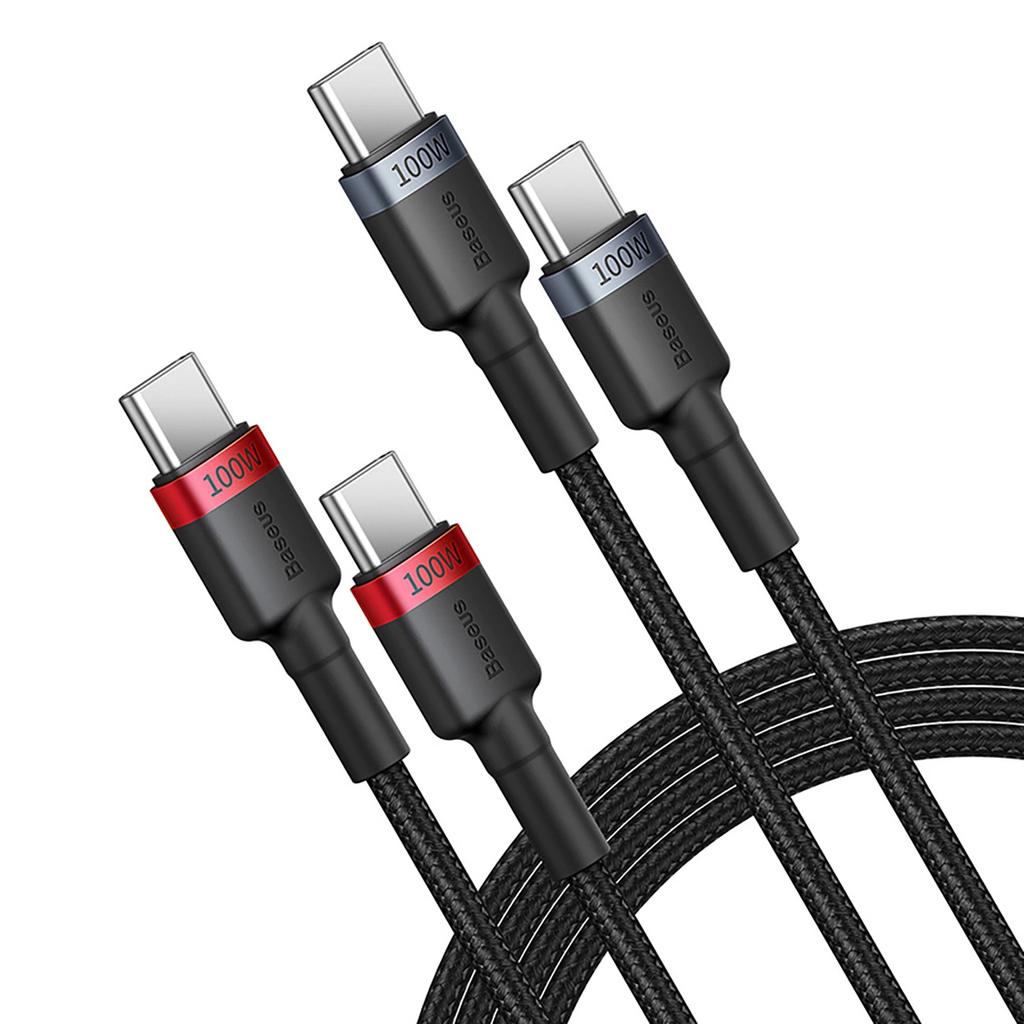Baseus Cafule Usb-C / Usb-C Cable 100W 1 M - Red-Black And Black-Gray (2 Pcs.)