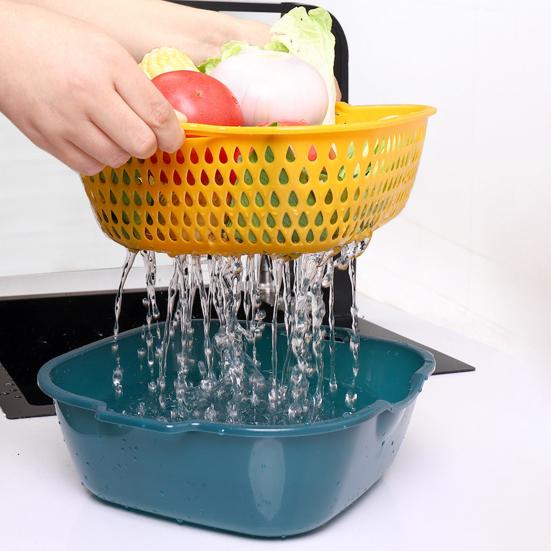 8 Pcs Kitchen Draining Bowl Hollow Out Quick Drainage with Small Ears Drain Basket Fruite