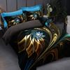 Modern Fashion Duvet Cover Set (1*Duvet Cover + 2*Pillowcase Black And Golden Floral Bedding Set Soft Comfortable Duvet Cover