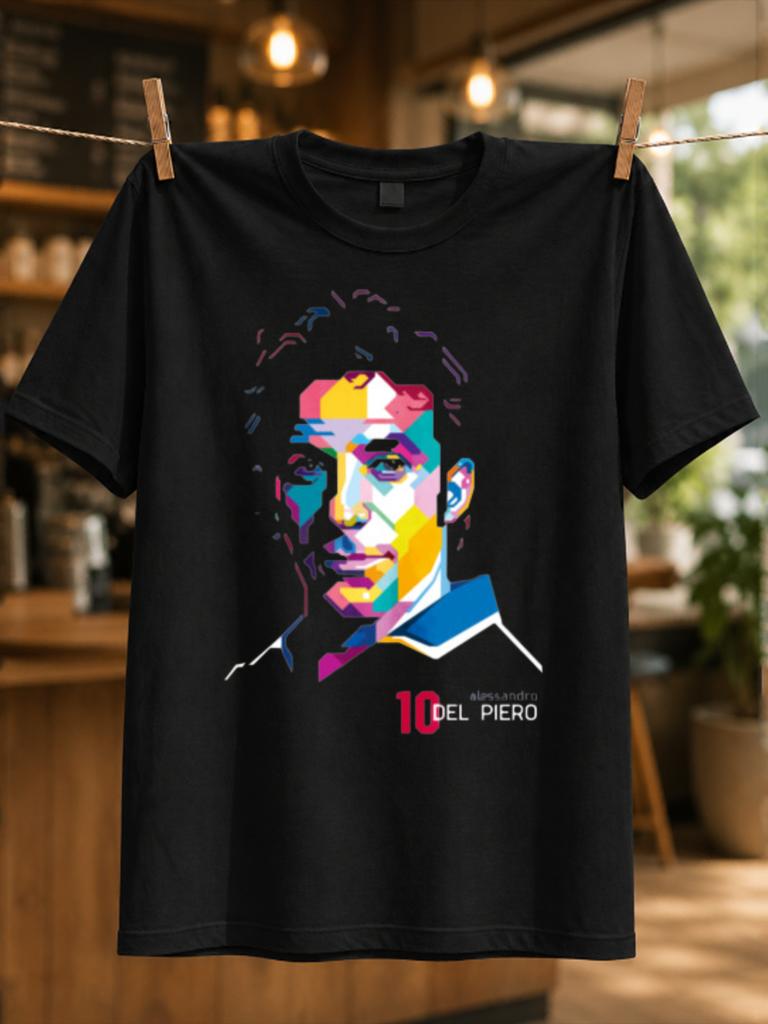 Alessandro Del Piero 10 Colorful Geometric Portrait With Bold Number Text Modern Football Hero Unisex All Tshirt