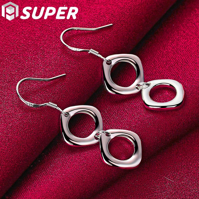 Серьги из стерлингового серебра 925 пробы с двухсторонним круглым отверстием, модные украшения