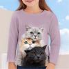 Autumn Children 's Clothing For Girls Animal Cat T Shirt Long Sleeve 3d Print Spring Kids 3-12 Years Clothes Cute Tee Tops