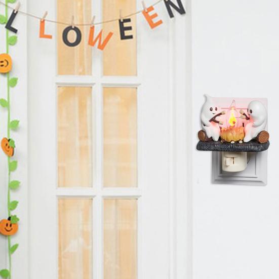 Призрачный костер мерцающий ночник Хэллоуин 3D мультфильм призрак светодиодный фонарь поддельный костер украшение для дома и офиса дети друзья семья фестиваль подарок