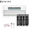 PALO 3400 МВтч, литий-ионная аккумуляторная батарея AA, 1,5 В, литиевые батарейки AA, 2A + 12 слотов, зарядное устройство для аккумуляторов AA, 1,5 В, AAA