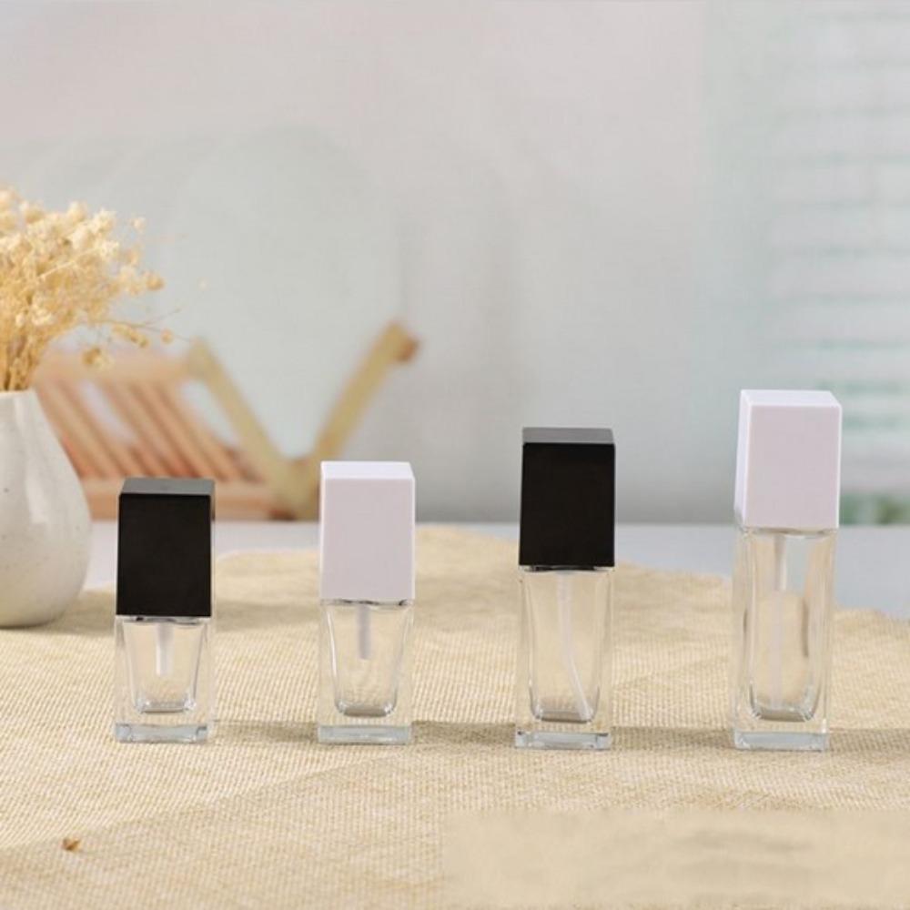 Transparent Split Bottle Glass Square Liquid Foundation Bottle Isolation Cream Packaging Bottle