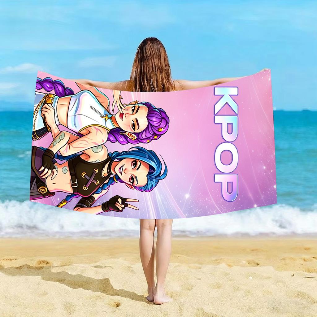 1 шт. Чиби K-pop Девушки Пляжное полотенце из микрофибры Быстросохнущее Банное полотенце для фанатов Плавание Наружные аксессуары для ванной