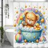 Милый мультяшный медведь для ванной, желтый утенок, ванна, занавеска для душа, декоративная занавеска для душа для ванной комнаты, водонепроницаемая занавеска для душа с h
