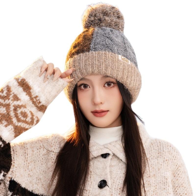 Winter Hat Women's Thickened Ear Protectors Knitted Wool Hat Big Head Circumference Showing Face Small Headgear Versatile Warm Cold Hat