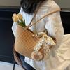 Summer Popular Vacation Style Tote Bag Women's Seaside Straw Bag Fashion Versatile Shoulder Bucket Bag