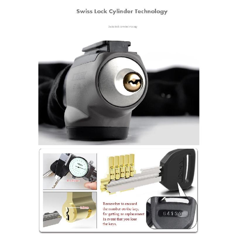 Etook Bicycle Chain Lock Mountain Road Bike Motorcycle Anti-Theft Chain Lock Heavy Duty Door Scooter Lock Bicycle Accessories