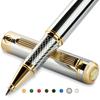 Ручка-роллер Scriveiner Premium, привлекательная красота, отделка золотом 24 карата, чернила Schmidt со стержнем, серебристый хром (Серебристый хром)