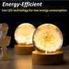 3D Crystal Ball Night Light with Wooden Base Warm Light Dandelion Flower Lamp Desk Ornament Birthday Gift Home Office Decor