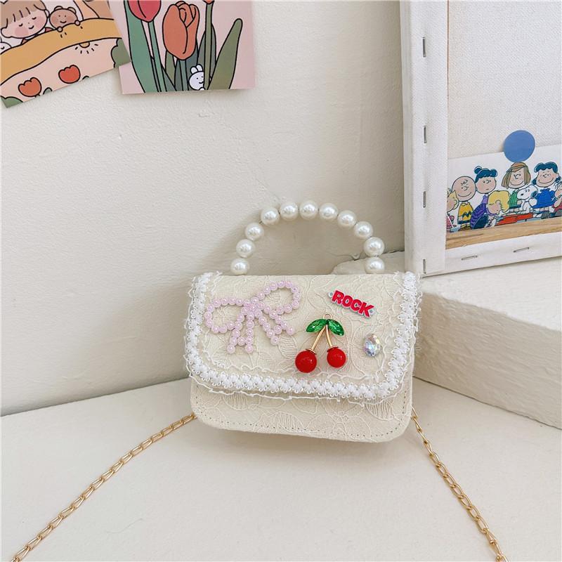 Chic Lace Pearl Handbag For Children In Trendy Floral Styles Ideal For School And Daily Outfits