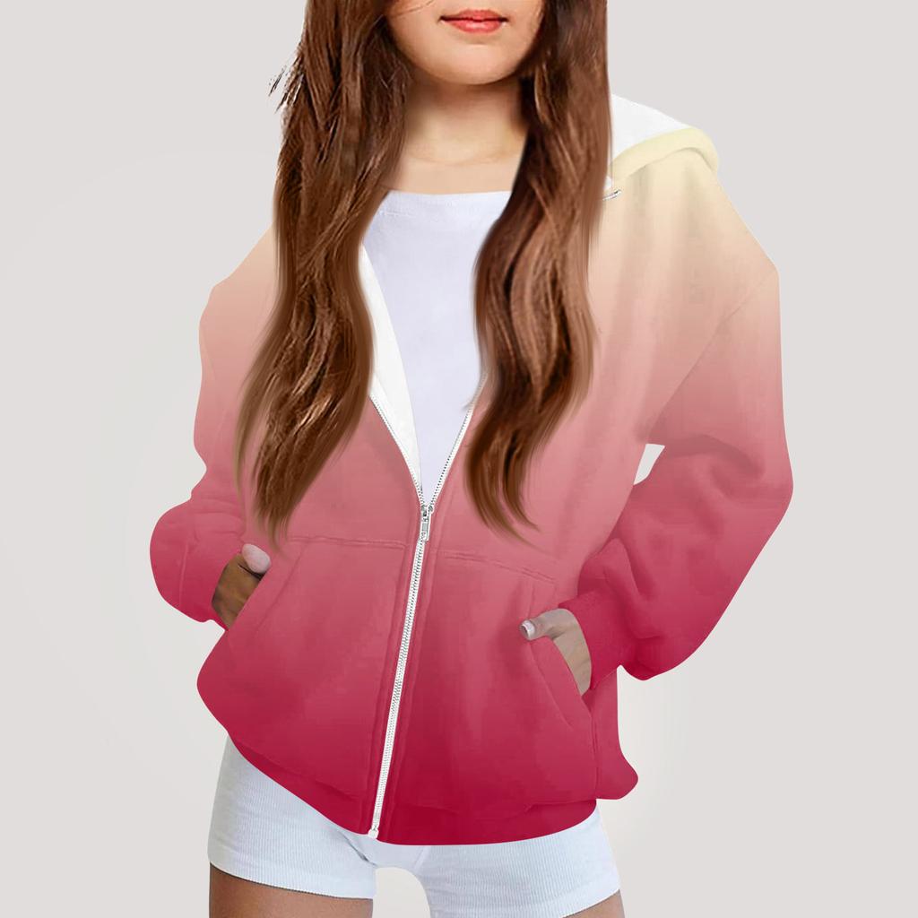 Children's Fashion Printed Long Sleeved Hooded Sweatshirt Girls' Hoodie Jacket