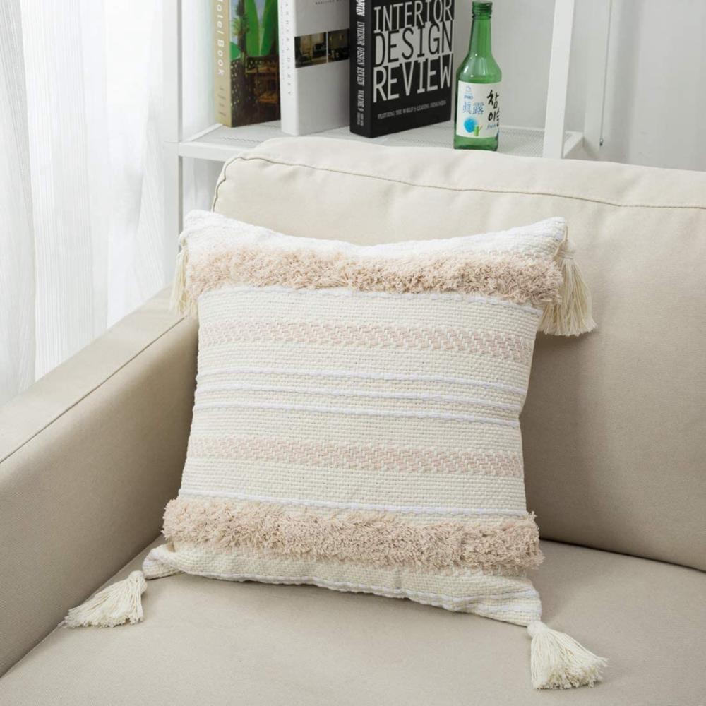Couch Sofa Tufted Bohemian Tassel Woven Pillowcase Pillow Shell Throw Pillow Cushion Cover