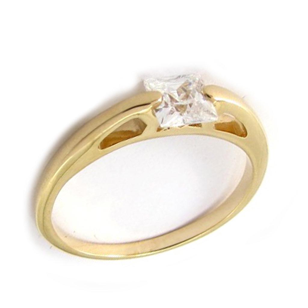 Bague Plaqué Or 'Unique' blanc doré - 5x5 mm