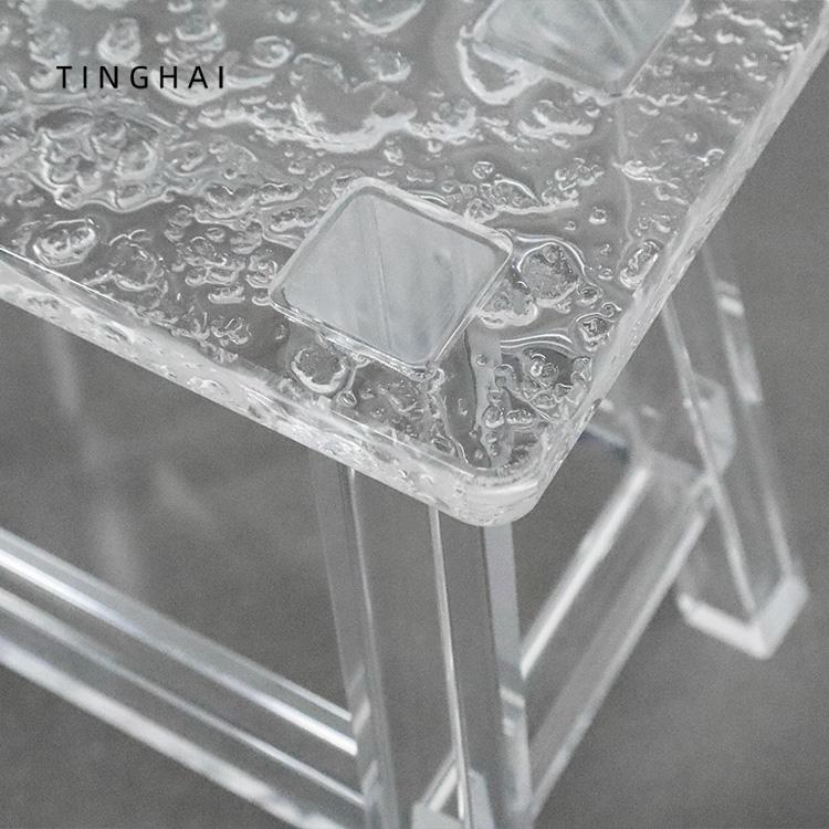 Nordic Furniture,Stone Patterned Acrylic Stool,Transparent Shoe Changing Stool,Creative Footstool,Leisure Seat Chair,Customized