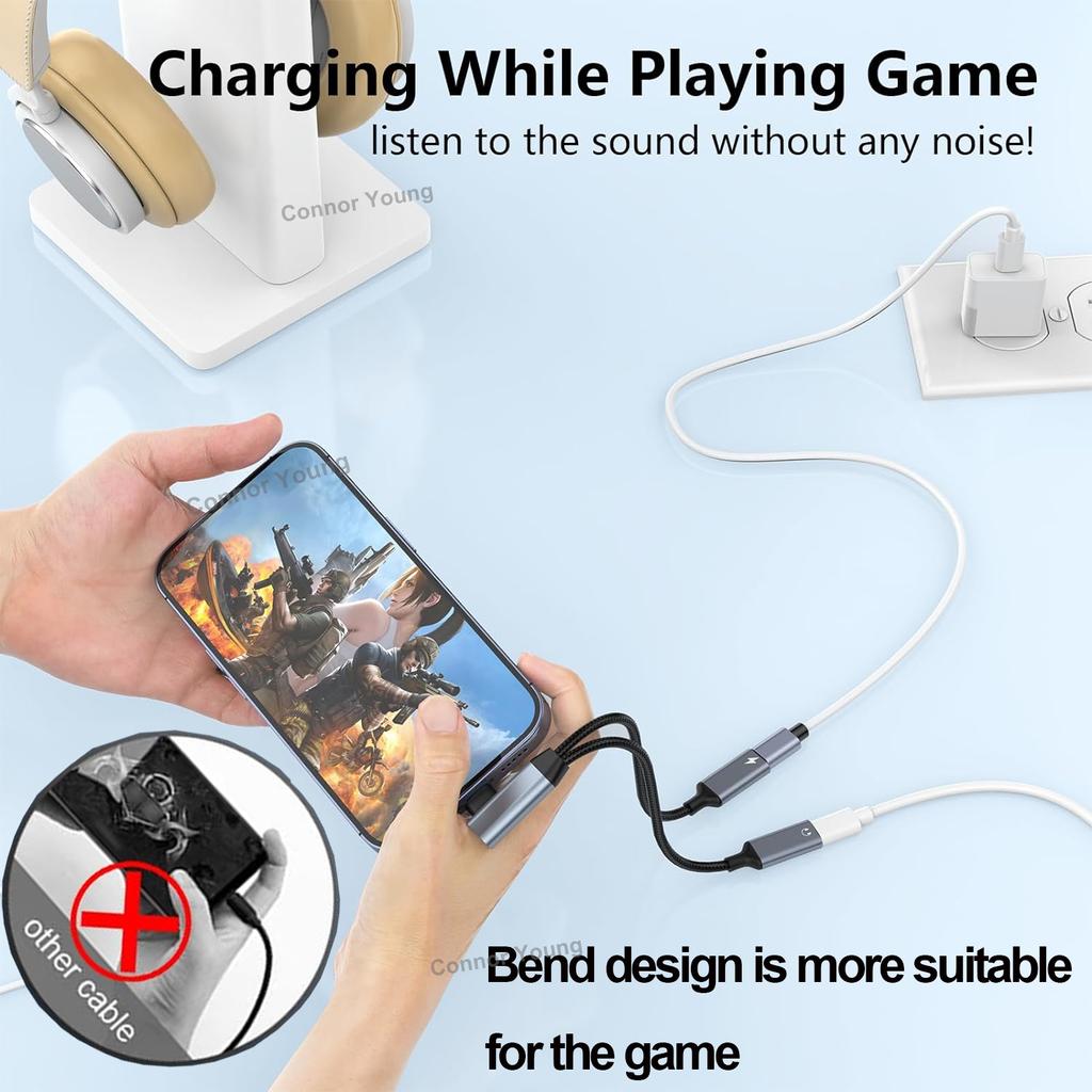Xiaomi OTG 2 IN 1 Elbow Type USB C to 3.5mm Jack AUX Audio Headphone Adapter Fast Charger 60W for Samsung IPhone15 Huawei Xiaomi Tablet