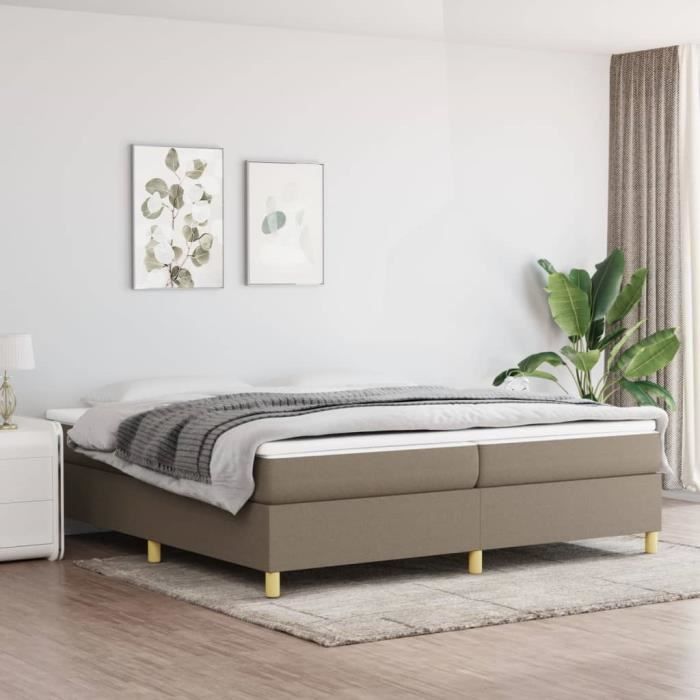 3144550 vidaXL Divan Bed with Mattress Taupe 200x200 Cm Fabric