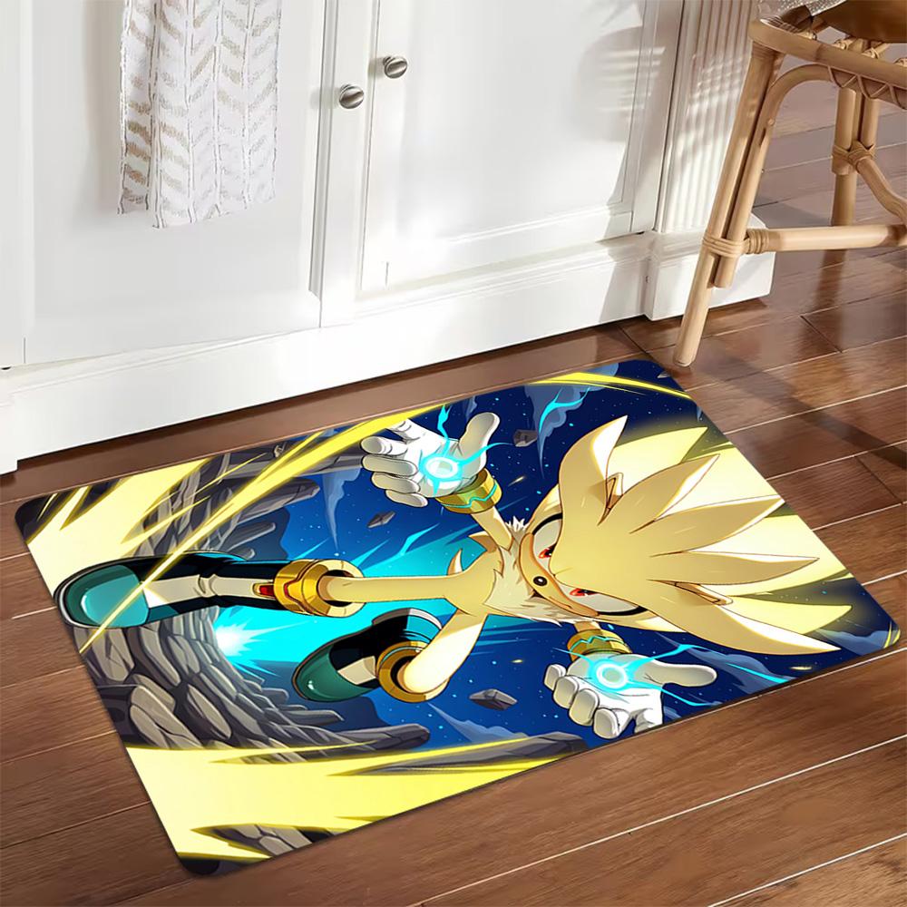 Sonic The Hedgehog Lightning Print Decoration,Carpet,Living Room,Bedroom, Non-slip,Square rug