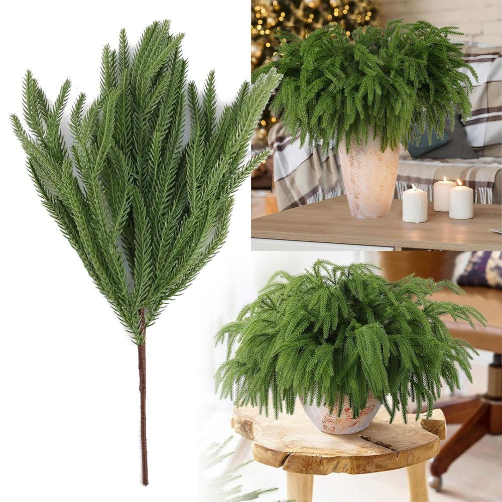 Plastic Simulation Ceder Branches DIY Wreath Christmas Pine Stem Christmas