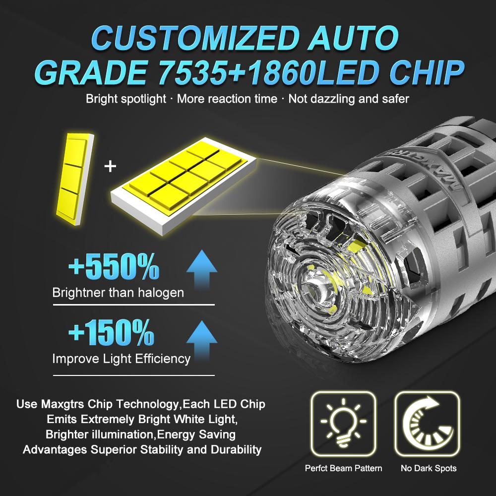 MAXGTRS 2 шт. 7440 1157 7443 Светодиодные лампы T20 W21W 1156 BA15S P21W Сигнал поворота Без гиперактивности Canbus Без ошибки Янтарно-желтый