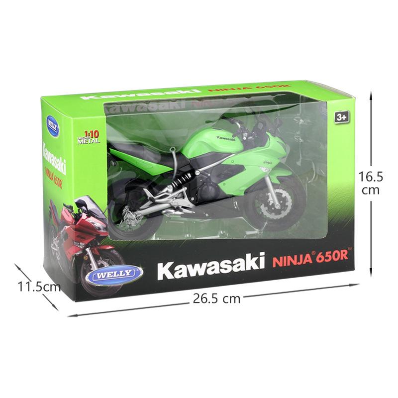 Welly 1:10 Scale Kawasaki Ninja 650R Alloy Motorcycle Model Diecasts Metal Toy Vehicles Motorcycle Model High Simulation Collection Childrens Gifts