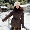 Модный свободный плотный пальто Dongxin хлопковая одежда большой меховой воротник пуховая хлопковая одежда маленькая тонкая женская морозостойкая хлопковая одежда