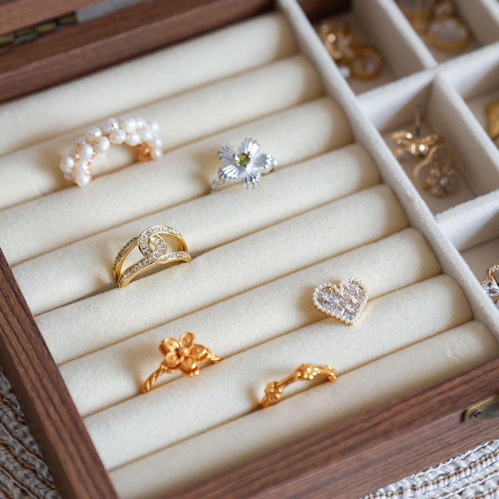 Стеклянная крышка Органайзер для ювелирных изделий Бархатный лоток для серег Многоцелевой держатель для колец Магазин