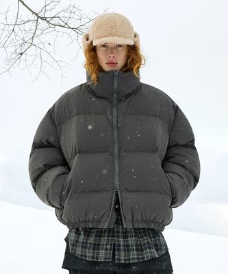 Укороченная стеганая куртка-пуховик Minimalproject с вышитым логотипом Mpj108 [Темно-серый]