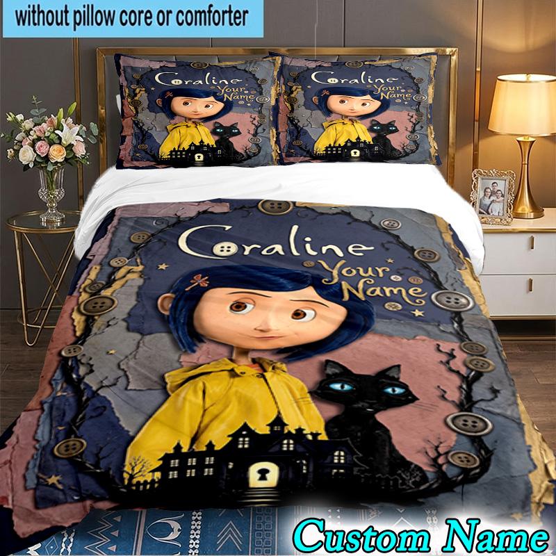 Custom Name 3PCS Nighttime Adventure Doll Bedding Set,Including Duvet Cover And 2pcs Pillowcases Perfect for Bedroom,Dormitory,Fan Christmas gift