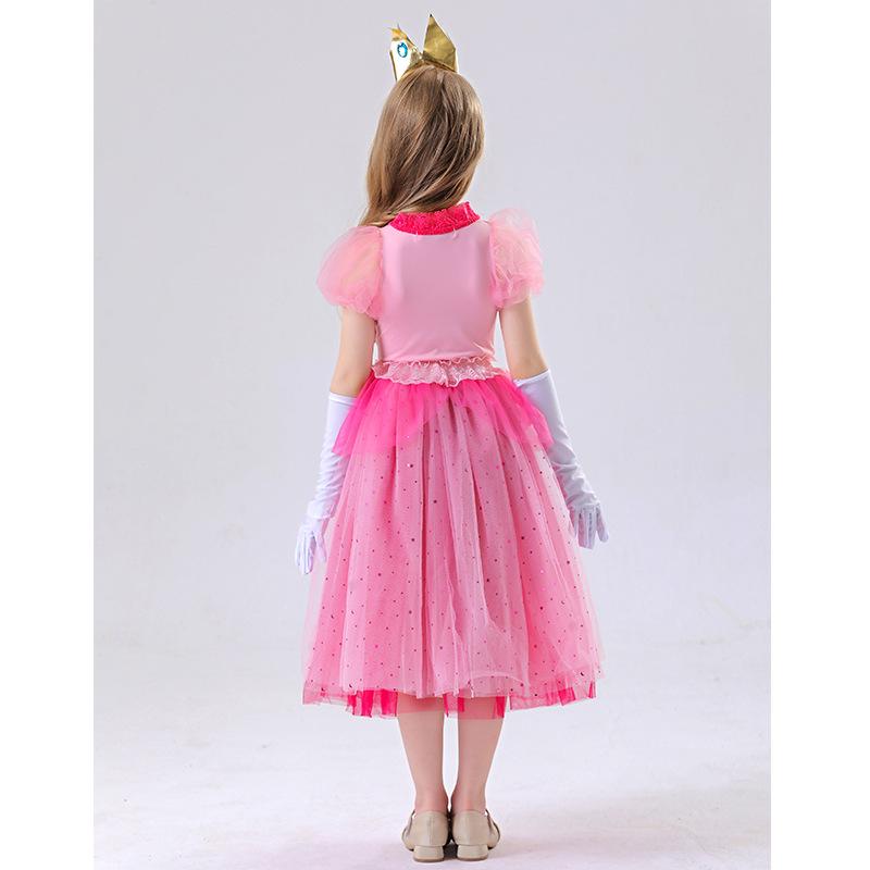 Cosplay Kids Pink Princess Dress Luigi Pink Peach Princess Dress Girl