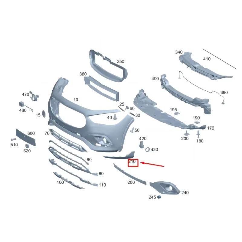 Front Bumper Corner Cover for Mercedes-Benz H247 GLA-Class (2020-2023) - Models 2478850504, 2478850604.