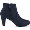Allegra K Women's Navy Blue Ankle Boots with Side Zipper, Low Platform, and Chunky Heel, Size 23.0 cm