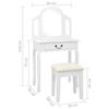 VidaXL Coiffeuse et tabouret Blanc 65x36x128 cm Bois de paulownia MDF