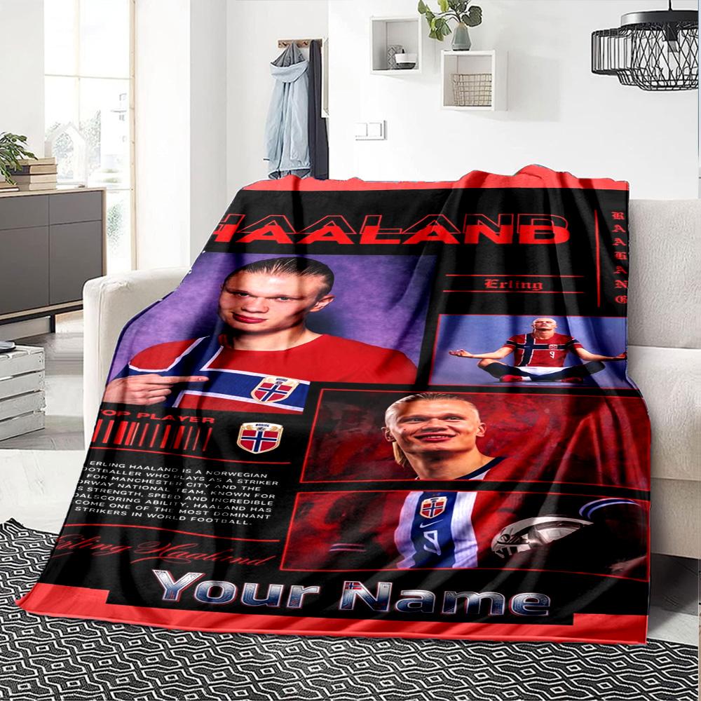 Haaland (135) Personalized Text Blanket Multi-purpose Personalized Blanket Durable Comfort Perfect for Picnics Seaside Office Chair Bed