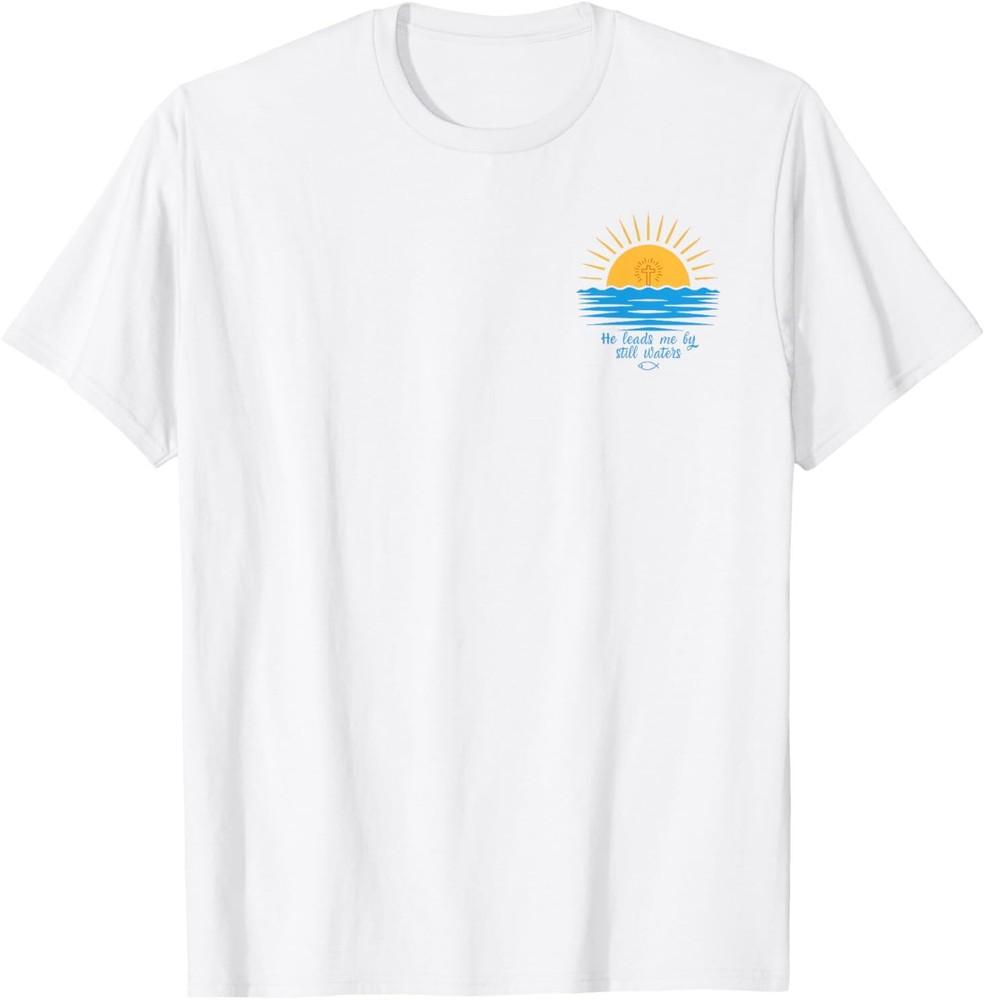 Christian Unisextal Health Anxiety Hates Psalm 23 Retro Sunset TShirt