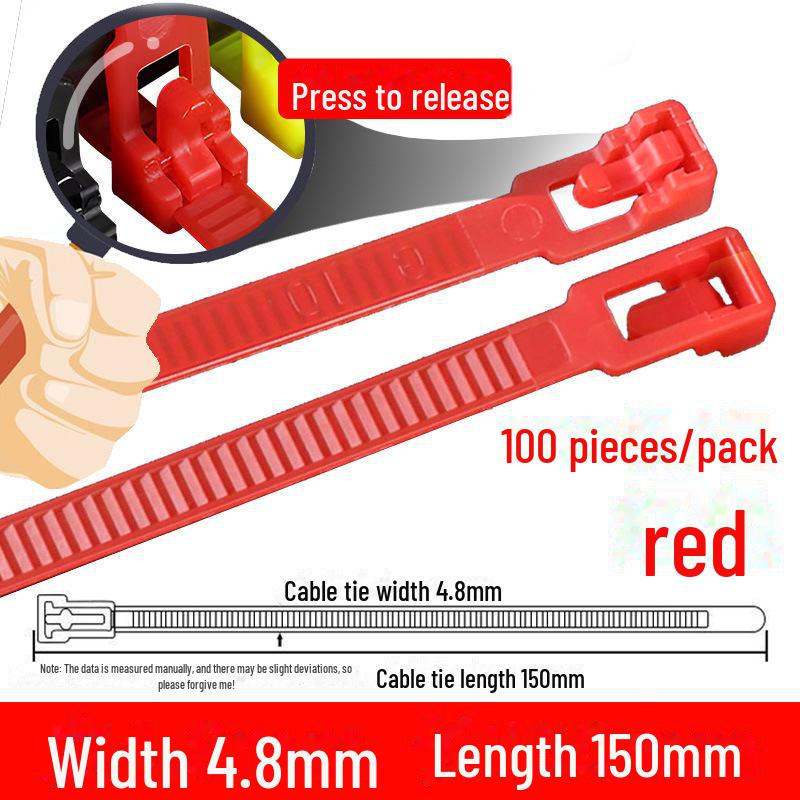 Многоразовая нейлоновая кабельная стяжка с квадратной головкой, черно-белая