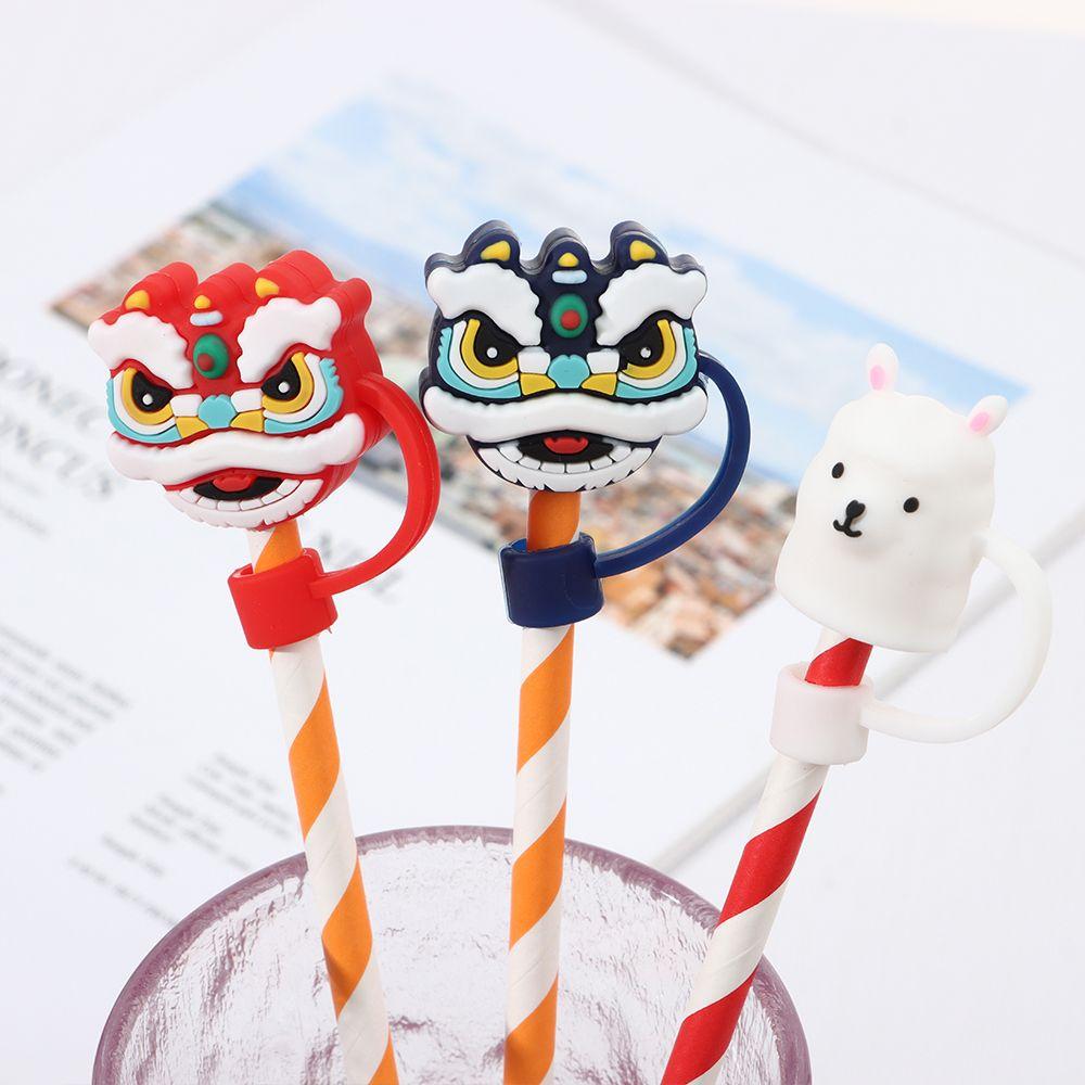 Sealing Lids Drinkware Accessories Cartoon Straws Plugs Silicone Dust-Proof Cap Pipette Tip Cover