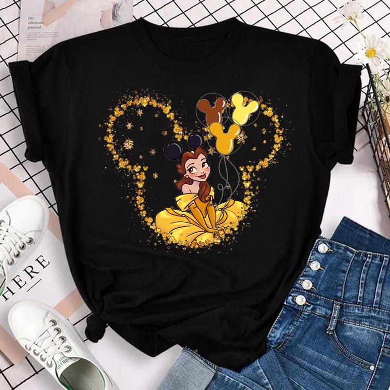 Женская футболка с принтом принцессы Мулан Disney Микки Повседневная модная футболка с коротким рукавом Женская уличная одежда Футболка Одежда Y2k Топы