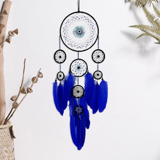 Ловец снов с перьями в виде дьявольского глаза для домашнего офиса, гостиной, спальни, настенное искусство, ручная работа