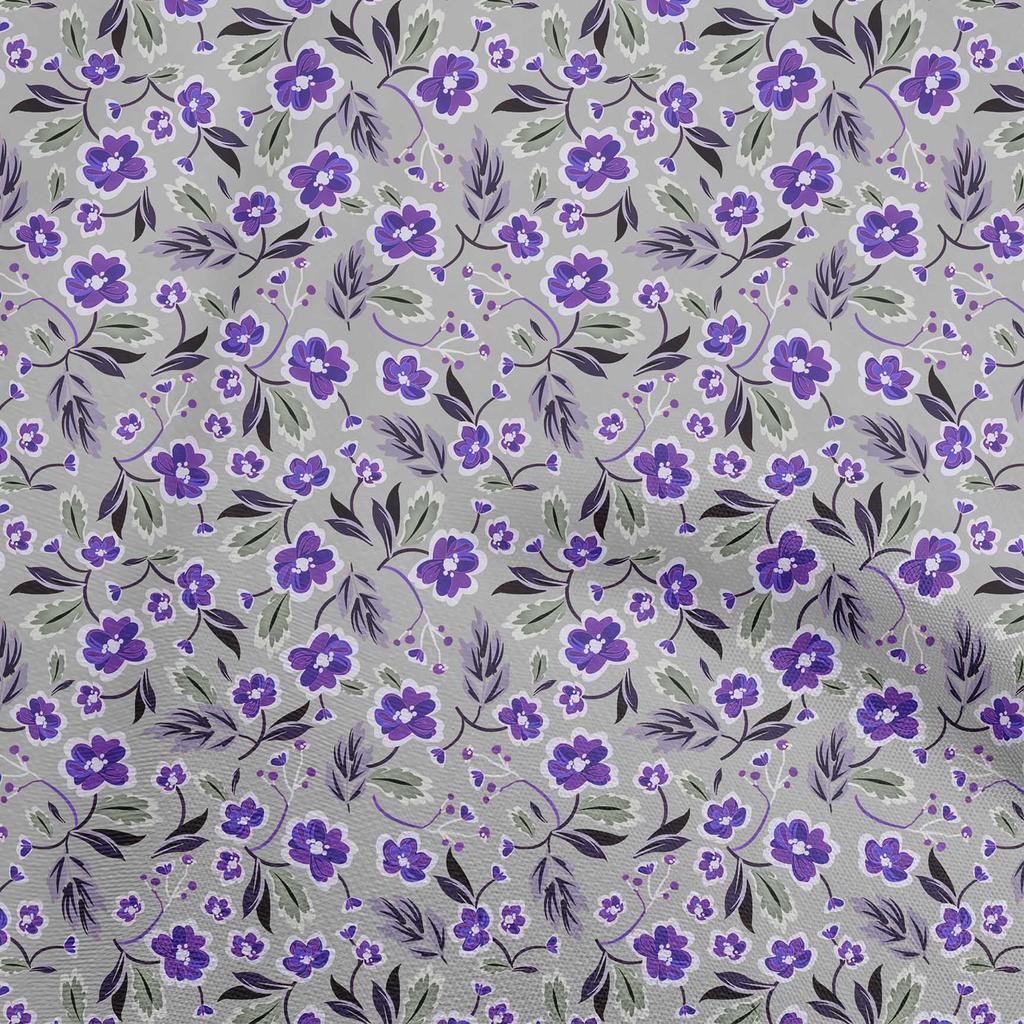 oneOone Cotton Flex Gray Fabric Floral Fabric For Sewing Printed Craft Fabric By The Yard 40 Inch