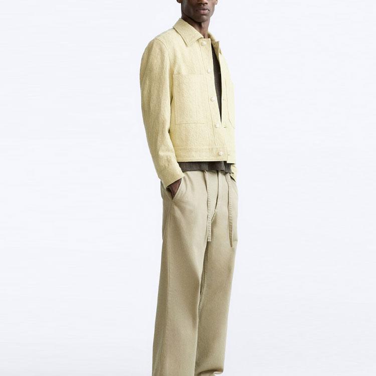 Zara Casual Solid Color Short Work Style Lapel Jacket Men Jackets Light-Green 3057145-511